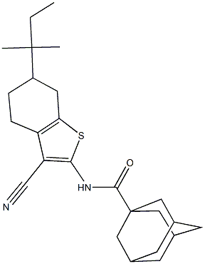 N-(3-cyano-6-tert-pentyl-4,5,6,7-tetrahydro-1-benzothien-2-yl)-1-adamantanecarboxamide 结构式