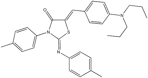 5-[4-(dipropylamino)benzylidene]-3-(4-methylphenyl)-2-[(4-methylphenyl)imino]-1,3-thiazolidin-4-one 结构式