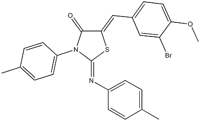 5-(3-bromo-4-methoxybenzylidene)-3-(4-methylphenyl)-2-[(4-methylphenyl)imino]-1,3-thiazolidin-4-one 结构式