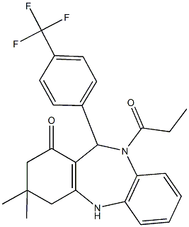 3,3-dimethyl-10-propionyl-11-[4-(trifluoromethyl)phenyl]-2,3,4,5,10,11-hexahydro-1H-dibenzo[b,e][1,4]diazepin-1-one 结构式