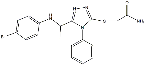 2-({5-[1-(4-bromoanilino)ethyl]-4-phenyl-4H-1,2,4-triazol-3-yl}sulfanyl)acetamide 结构式