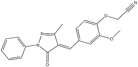 2-{2-methoxy-4-[(3-methyl-5-oxo-1-phenyl-1,5-dihydro-4H-pyrazol-4-ylidene)methyl]phenoxy}acetonitrile 结构式