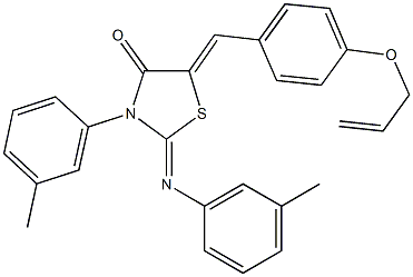 5-[4-(allyloxy)benzylidene]-3-(3-methylphenyl)-2-[(3-methylphenyl)imino]-1,3-thiazolidin-4-one 结构式
