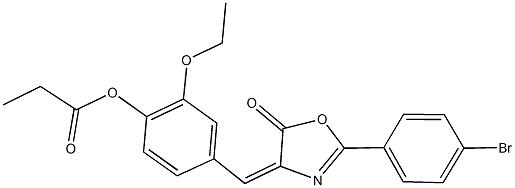 4-[(2-(4-bromophenyl)-5-oxo-1,3-oxazol-4(5H)-ylidene)methyl]-2-ethoxyphenyl propionate 结构式