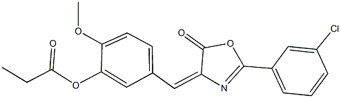 5-[(2-(3-chlorophenyl)-5-oxo-1,3-oxazol-4(5H)-ylidene)methyl]-2-methoxyphenyl propionate 结构式