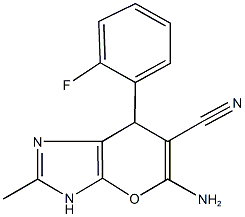 5-amino-7-(2-fluorophenyl)-2-methyl-3,7-dihydropyrano[2,3-d]imidazole-6-carbonitrile 结构式