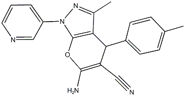 6-amino-3-methyl-4-(4-methylphenyl)-1-(3-pyridinyl)-1,4-dihydropyrano[2,3-c]pyrazole-5-carbonitrile 结构式