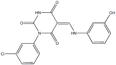 1-(3-chlorophenyl)-5-[(3-hydroxyanilino)methylene]-2,4,6(1H,3H,5H)-pyrimidinetrione 结构式