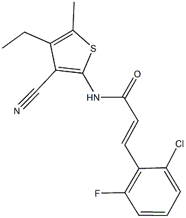 3-(2-chloro-6-fluorophenyl)-N-(3-cyano-4-ethyl-5-methyl-2-thienyl)acrylamide 结构式