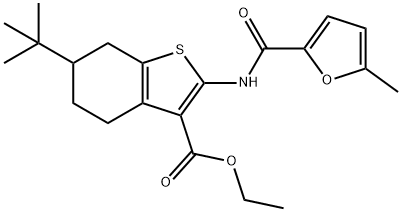 ethyl 6-tert-butyl-2-[(5-methyl-2-furoyl)amino]-4,5,6,7-tetrahydro-1-benzothiophene-3-carboxylate 结构式