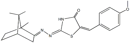 5-(4-methoxybenzylidene)-2-[(1,7,7-trimethylbicyclo[2.2.1]hept-2-ylidene)hydrazono]-1,3-thiazolidin-4-one 结构式