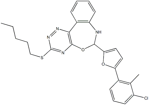 6-[5-(3-chloro-2-methylphenyl)-2-furyl]-3-(pentylsulfanyl)-6,7-dihydro[1,2,4]triazino[5,6-d][3,1]benzoxazepine 结构式