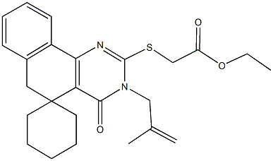 ethyl {[3-(2-methyl-2-propenyl)-4-oxo-3,4,5,6-tetrahydrospiro(benzo[h]quinazoline-5,1'-cyclohexane)-2-yl]sulfanyl}acetate 结构式