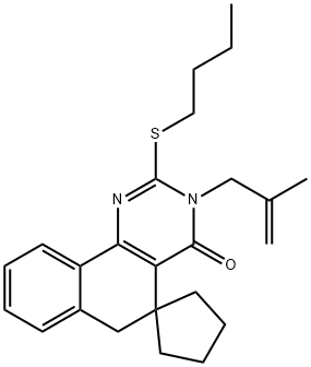 2-(butylsulfanyl)-3-(2-methyl-2-propenyl)-5,6-dihydrospiro(benzo[h]quinazoline-5,1'-cyclopentane)-4(3H)-one 结构式