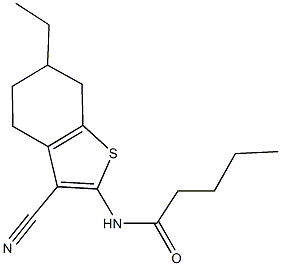 N-(3-cyano-6-ethyl-4,5,6,7-tetrahydro-1-benzothiophen-2-yl)pentanamide 结构式