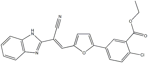 ethyl 5-{5-[2-(1H-benzimidazol-2-yl)-2-cyanovinyl]-2-furyl}-2-chlorobenzoate 结构式