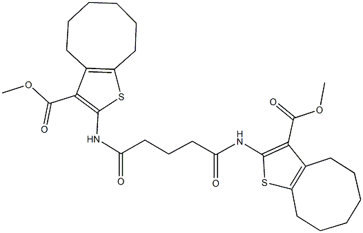 methyl 2-[(5-{[3-(methoxycarbonyl)-4,5,6,7,8,9-hexahydrocycloocta[b]thien-2-yl]amino}-5-oxopentanoyl)amino]-4,5,6,7,8,9-hexahydrocycloocta[b]thiophene-3-carboxylate 结构式