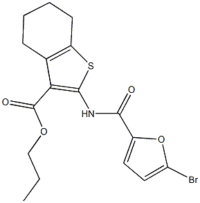 propyl 2-[(5-bromo-2-furoyl)amino]-4,5,6,7-tetrahydro-1-benzothiophene-3-carboxylate 结构式