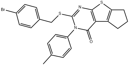 2-[(4-bromobenzyl)sulfanyl]-3-(4-methylphenyl)-3,5,6,7-tetrahydro-4H-cyclopenta[4,5]thieno[2,3-d]pyrimidin-4-one 结构式