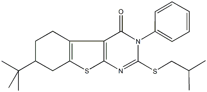 7-tert-butyl-2-(isobutylsulfanyl)-3-phenyl-5,6,7,8-tetrahydro[1]benzothieno[2,3-d]pyrimidin-4(3H)-one 结构式