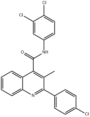 2-(4-chlorophenyl)-N-(3,4-dichlorophenyl)-3-methyl-4-quinolinecarboxamide 结构式