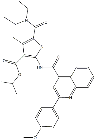 isopropyl 5-[(diethylamino)carbonyl]-2-({[2-(4-methoxyphenyl)-4-quinolinyl]carbonyl}amino)-4-methyl-3-thiophenecarboxylate 结构式