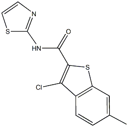 3-chloro-6-methyl-N-(1,3-thiazol-2-yl)-1-benzothiophene-2-carboxamide 结构式