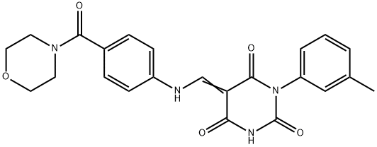 1-(3-methylphenyl)-5-{[4-(4-morpholinylcarbonyl)anilino]methylene}-2,4,6(1H,3H,5H)-pyrimidinetrione 结构式