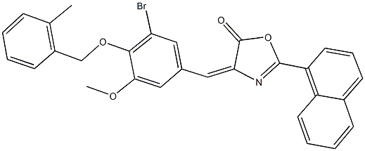 4-{3-bromo-5-methoxy-4-[(2-methylbenzyl)oxy]benzylidene}-2-(1-naphthyl)-1,3-oxazol-5(4H)-one 结构式