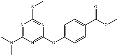 methyl 4-{[4-(dimethylamino)-6-(methylsulfanyl)-1,3,5-triazin-2-yl]oxy}benzoate 结构式