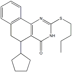 2-(butylsulfanyl)-5-cyclopentyl-5,6-dihydrobenzo[h]quinazolin-4(3H)-one 结构式