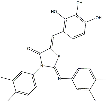 3-(3,4-dimethylphenyl)-2-[(3,4-dimethylphenyl)imino]-5-(2,3,4-trihydroxybenzylidene)-1,3-thiazolidin-4-one 结构式