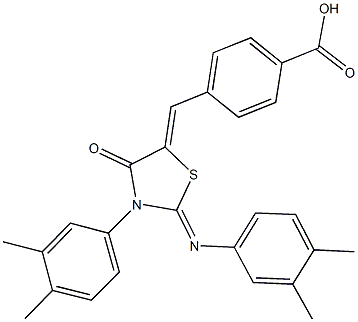 4-({3-(3,4-dimethylphenyl)-2-[(3,4-dimethylphenyl)imino]-4-oxo-1,3-thiazolidin-5-ylidene}methyl)benzoic acid 结构式