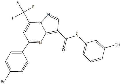 5-(4-bromophenyl)-N-(3-hydroxyphenyl)-7-(trifluoromethyl)pyrazolo[1,5-a]pyrimidine-3-carboxamide 结构式