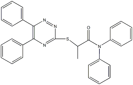 2-[(5,6-diphenyl-1,2,4-triazin-3-yl)sulfanyl]-N,N-diphenylpropanamide 结构式