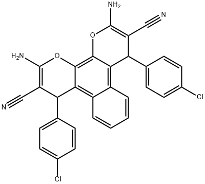 2,11-diamino-4,9-bis(4-chlorophenyl)-4,9-dihydrobenzo[f]pyrano[3,2-h]chromene-3,10-dicarbonitrile 结构式