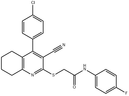 2-{[4-(4-chlorophenyl)-3-cyano-5,6,7,8-tetrahydro-2-quinolinyl]sulfanyl}-N-(4-fluorophenyl)acetamide 结构式