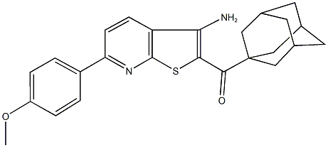 1-adamantyl[3-amino-6-(4-methoxyphenyl)thieno[2,3-b]pyridin-2-yl]methanone 结构式