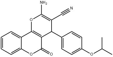 2-amino-4-(4-isopropoxyphenyl)-5-oxo-4H,5H-pyrano[3,2-c]chromene-3-carbonitrile 结构式