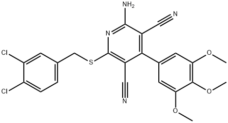 2-amino-6-[(3,4-dichlorobenzyl)sulfanyl]-4-(3,4,5-trimethoxyphenyl)-3,5-pyridinedicarbonitrile 结构式