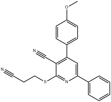 2-[(2-cyanoethyl)sulfanyl]-4-(4-methoxyphenyl)-6-phenylnicotinonitrile 结构式