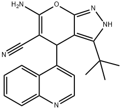 6-amino-3-(tert-butyl)-4-(4-quinolinyl)-2,4-dihydropyrano[2,3-c]pyrazole-5-carbonitrile 结构式