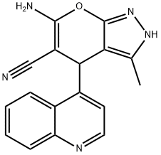 6-amino-3-methyl-4-(4-quinolinyl)-2,4-dihydropyrano[2,3-c]pyrazole-5-carbonitrile 结构式