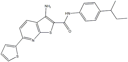 3-amino-N-(4-sec-butylphenyl)-6-(2-thienyl)thieno[2,3-b]pyridine-2-carboxamide 结构式