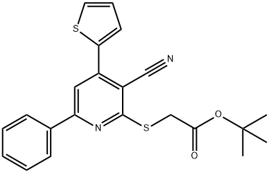 tert-butyl 2-{[3-cyano-6-phenyl-4-(2-thienyl)-2-pyridinyl]sulfanyl}acetate 结构式