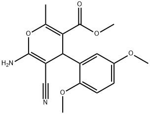 methyl 6-amino-5-cyano-4-(2,5-dimethoxyphenyl)-2-methyl-4H-pyran-3-carboxylate 结构式