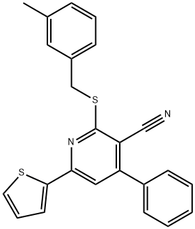 2-[(3-methylbenzyl)sulfanyl]-4-phenyl-6-(2-thienyl)nicotinonitrile 结构式