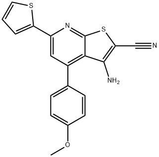 3-amino-4-(4-methoxyphenyl)-6-(2-thienyl)thieno[2,3-b]pyridine-2-carbonitrile 结构式