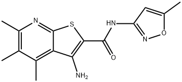 3-amino-4,5,6-trimethyl-N-(5-methyl-3-isoxazolyl)thieno[2,3-b]pyridine-2-carboxamide 结构式