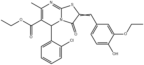 ethyl 5-(2-chlorophenyl)-2-(3-ethoxy-4-hydroxybenzylidene)-7-methyl-3-oxo-2,3-dihydro-5H-[1,3]thiazolo[3,2-a]pyrimidine-6-carboxylate 结构式